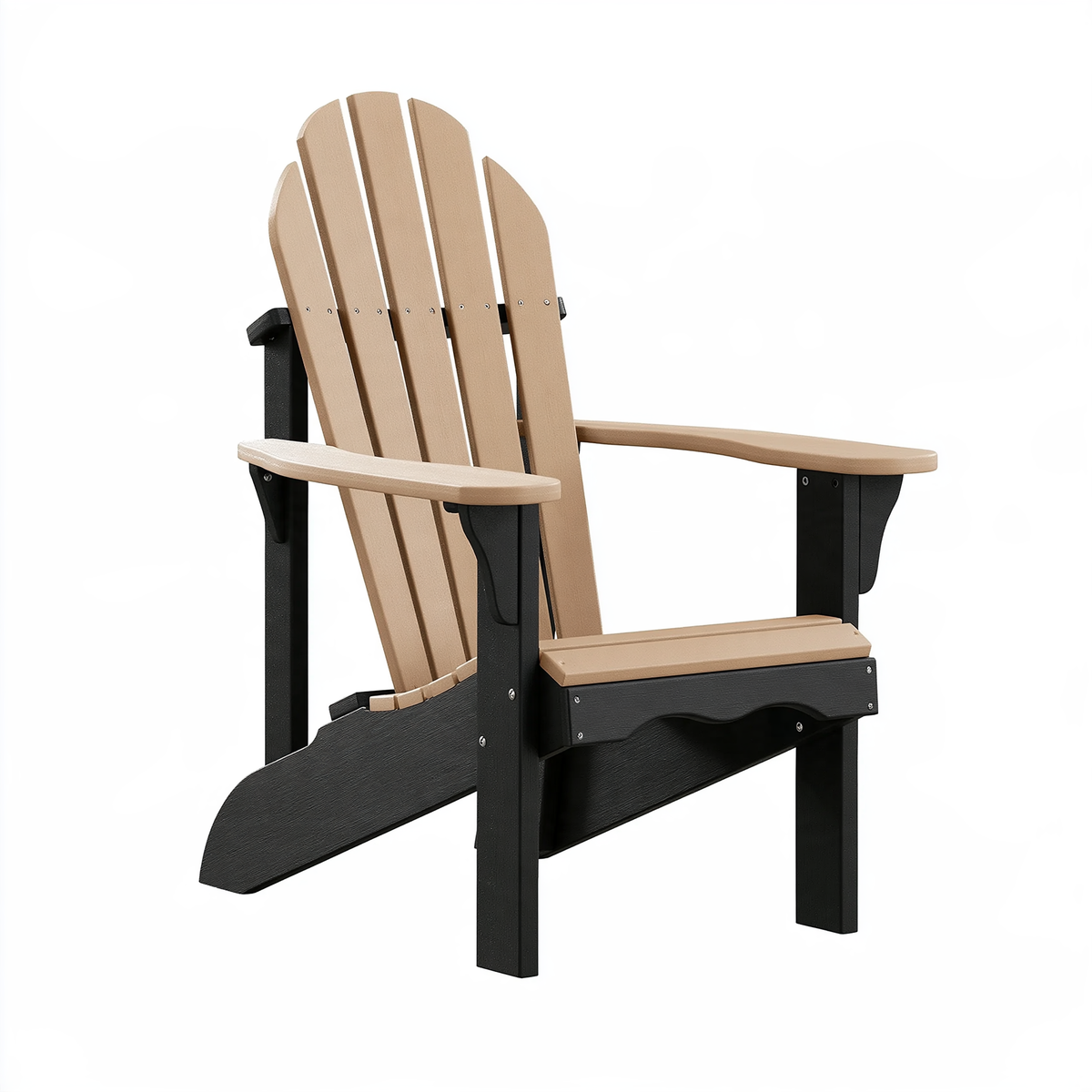 Sedia Adirondack 80 x 90 x 95 cm in materiale sintetico beige e nero da esterno con schienale inclinato