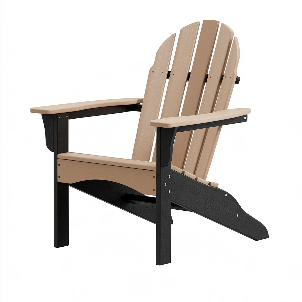 Poltrona da giardino Adirondack 83 x 88 x 97 cm in plastica beige/nero con schienale inclinato