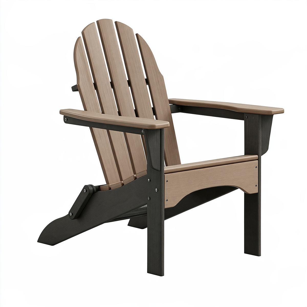 Sedia da giardino Adirondack 82 x 90 x 98 cm in plastica beige/nero reclinabile