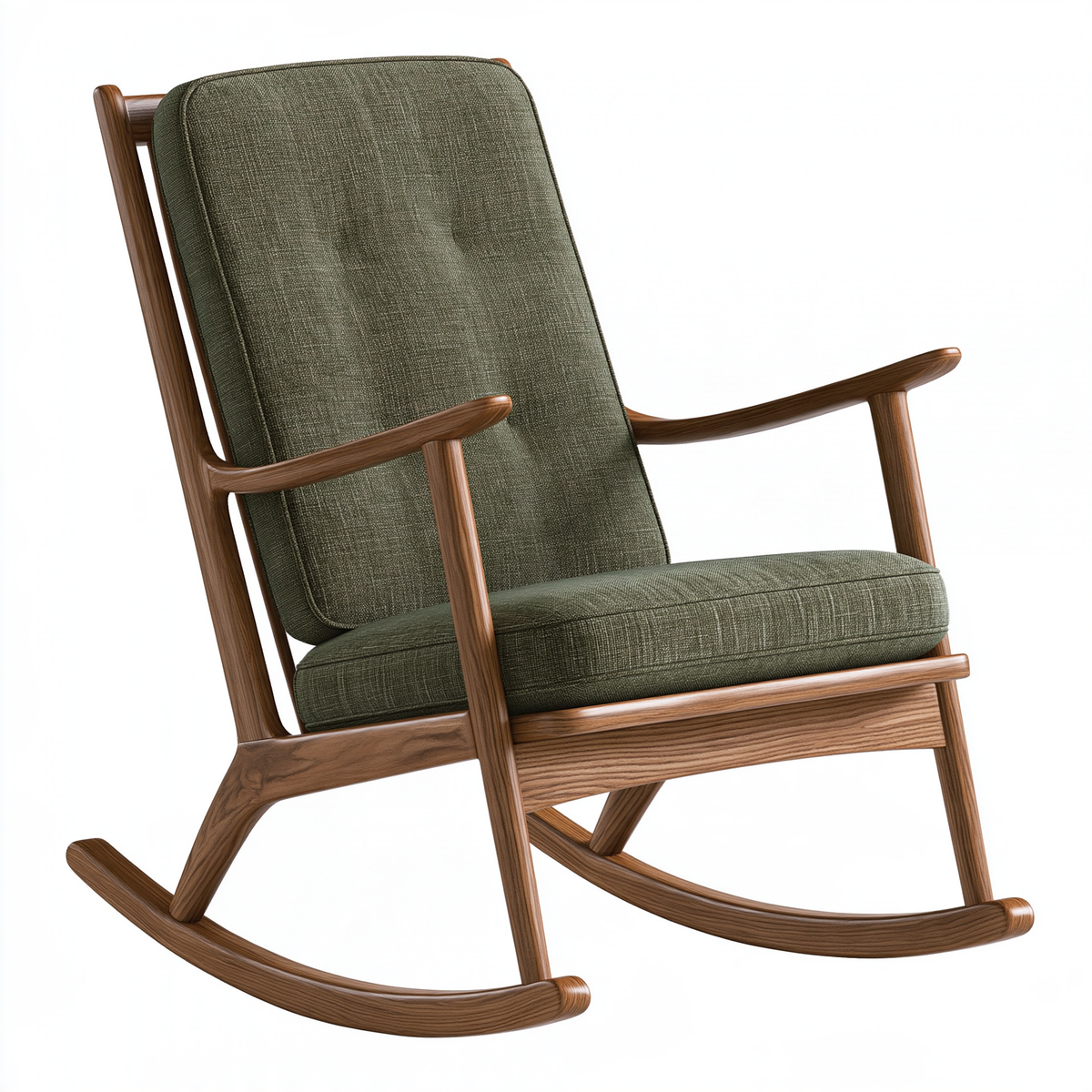 Sedia a dondolo 70 x 95 x 105 cm in legno e tessuto verde - con braccioli