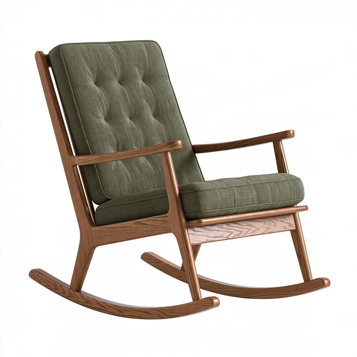 Sedia a dondolo 68 x 92 x 100 cm in legno e tessuto verde stile moderno