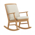 Sedia a dondolo 68 x 92 x 104 cm in legno e tessuto beige con braccioli