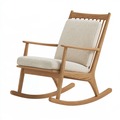 Sedia a dondolo 70 x 95 x 105 cm in legno e tessuto beige con braccioli stile classico