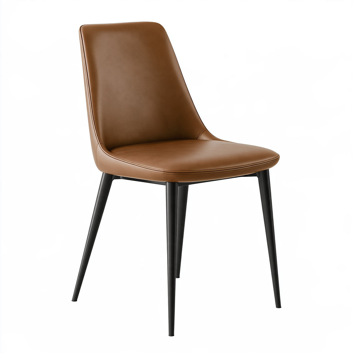 Sedia da pranzo 48 x 58 x 88 cm in similpelle marrone con gambe in metallo stile moderno