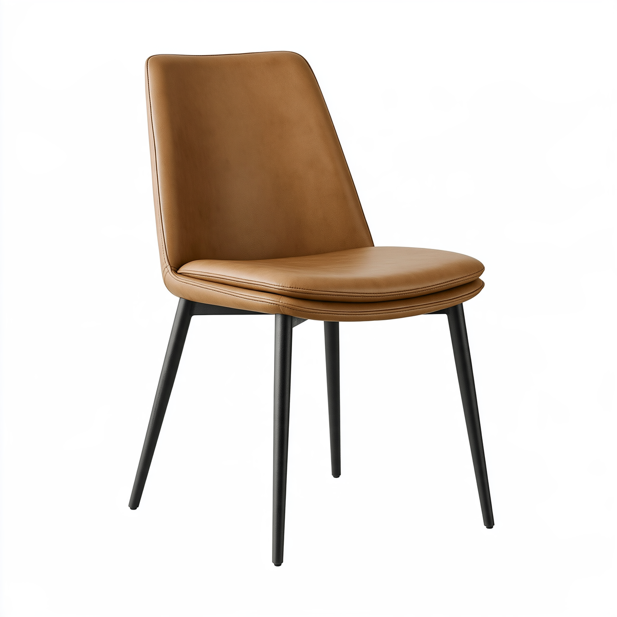 Sedia da pranzo 47 x 58 x 86 cm in effetto pelle marrone con gambe in metallo stile moderno