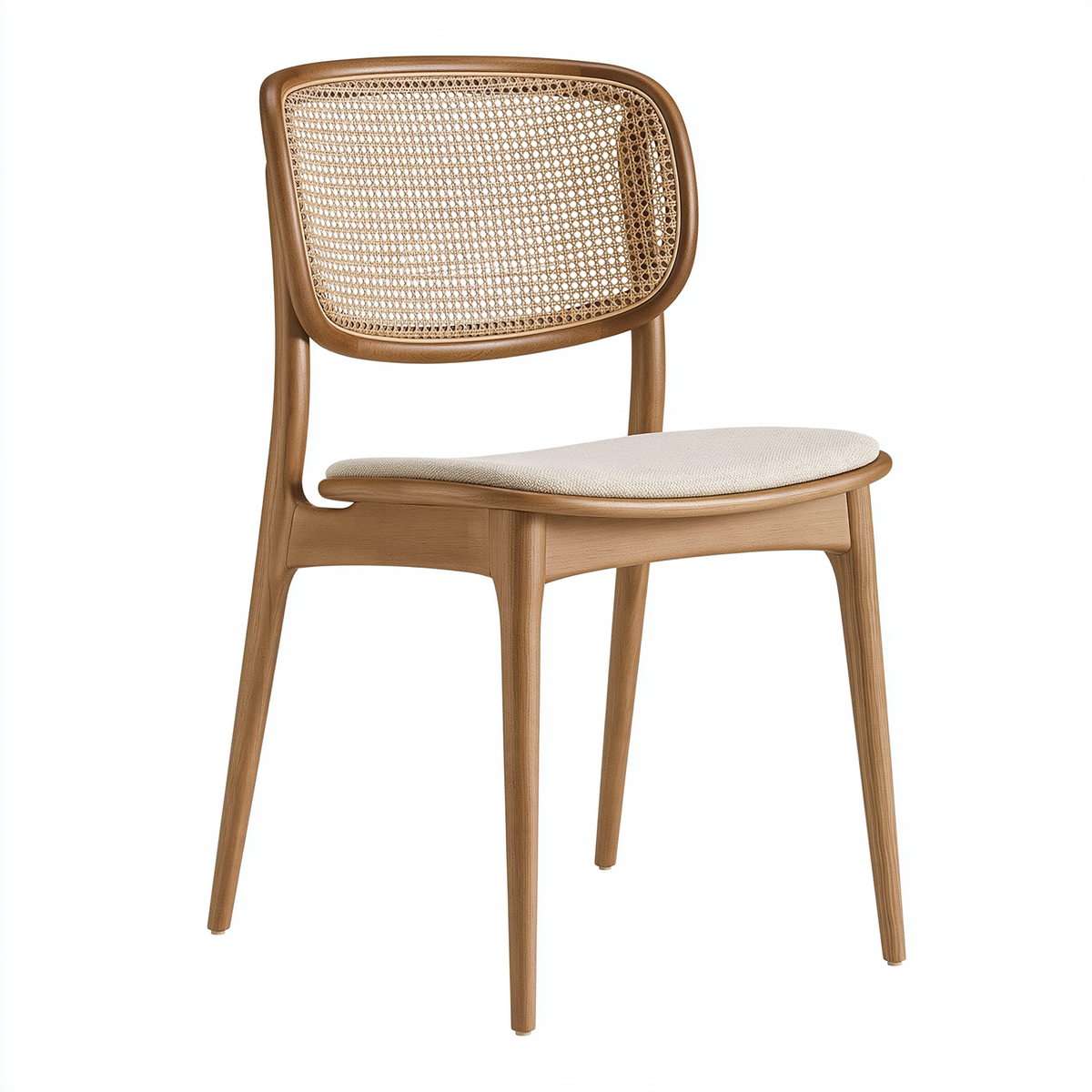 Sedia da pranzo 50 x 55 x 82 cm in legno marrone con schienale in canna intrecciata stile naturale