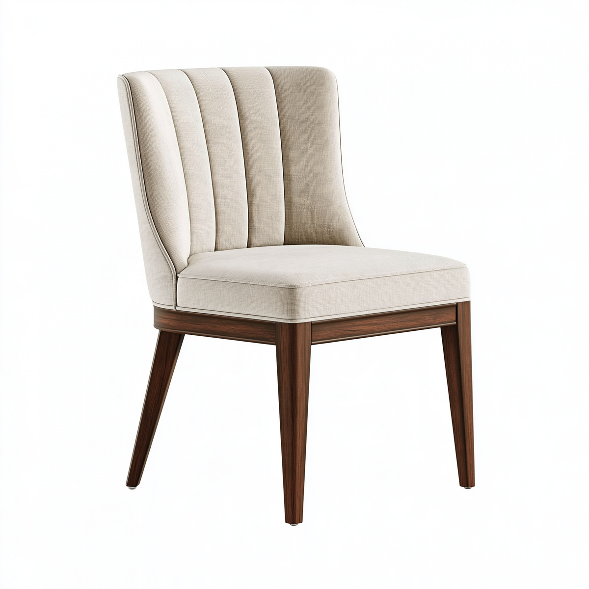 Sedia da pranzo 52 x 62 x 92 cm in tessuto beige e legno scuro - schienale imbottito moderno