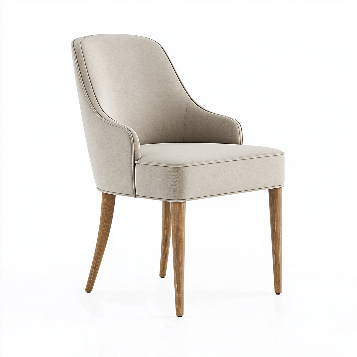Sedia imbottita 56 x 62 x 95 cm in tessuto beige con gambe in legno stile moderno