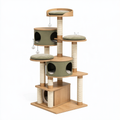 Albero tiragraffi per gatti 90 x 60 x 180 cm in legno sisal e tessuto verde - torre con cucce piattaforme e giochi