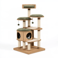 Albero tiragraffi per gatti 60 x 60 x 180 cm in legno effetto rovere e corda sisal verde - con cucce e piattaforme