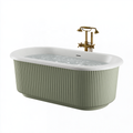 Vasca da bagno freestanding 170 x 80 cm in acrilico verde salvia e bianco - stile retrò