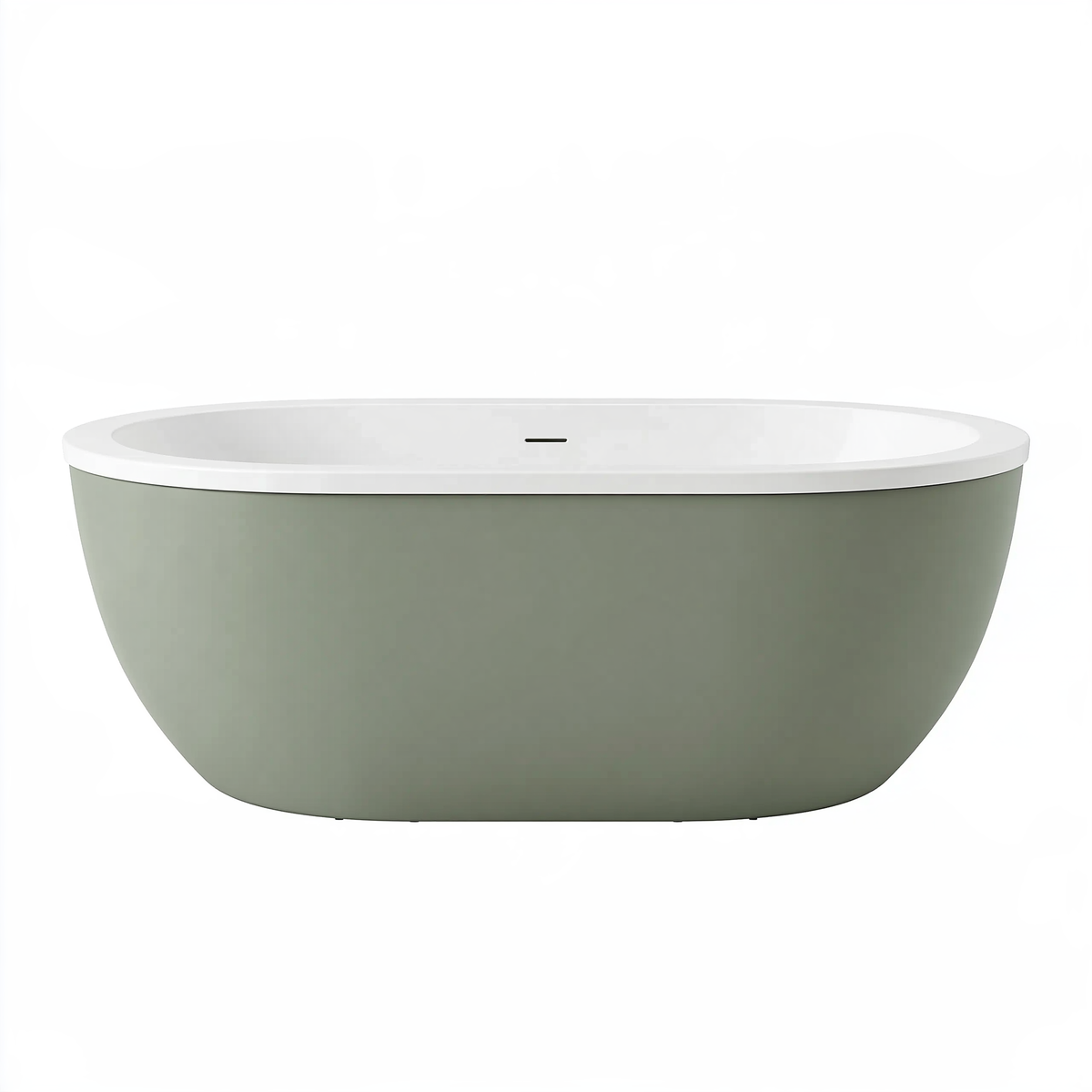 Vasca da bagno ovale 170 x 75 cm in acrilico verde salvia freestanding moderna