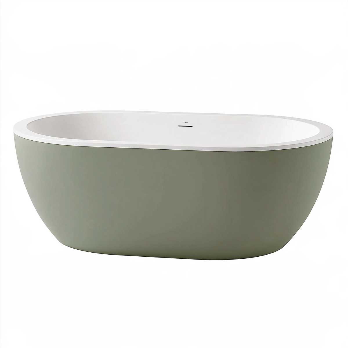 Vasca da bagno ovale 170 x 80 x 58 cm in acrilico verde salvia e bianco - freestanding moderna