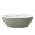 Vasca da bagno freestanding 170 x 75 cm in acrilico verde salvia e bianco - ovale moderna