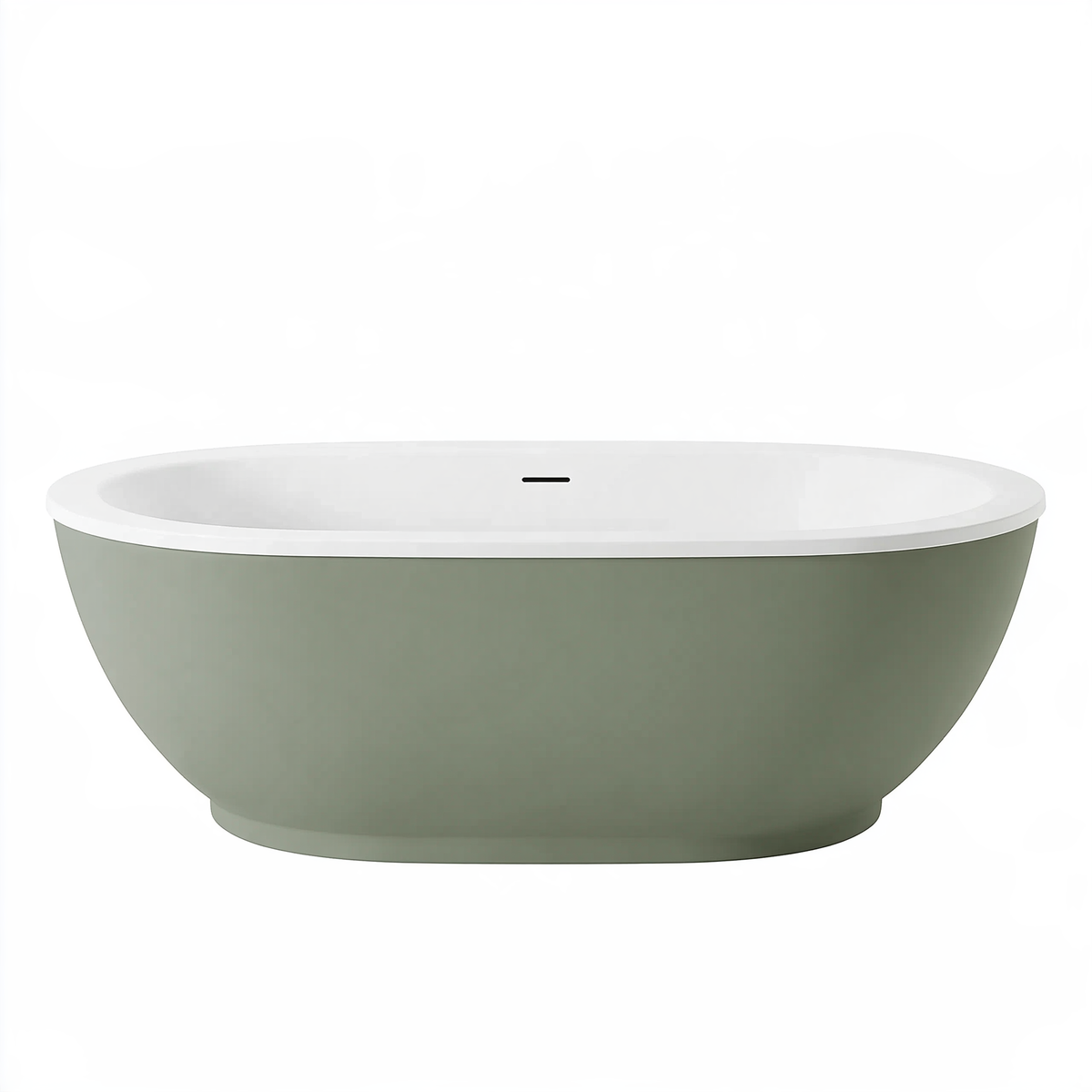 Vasca da bagno freestanding 170 x 75 cm in acrilico verde salvia e bianco - ovale moderna