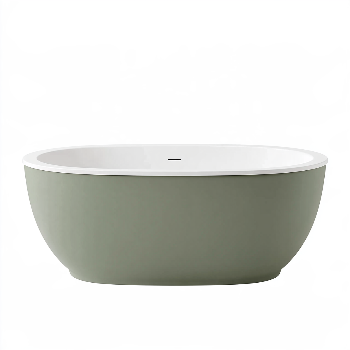 Vasca da bagno freestanding 170 x 75 cm in acrilico verde salvia e bianco - ovale moderna