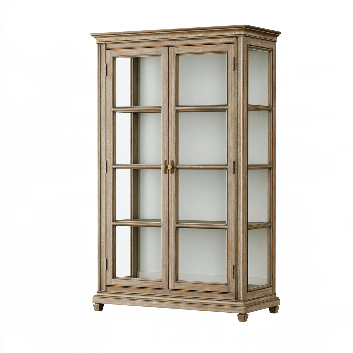 Vetrina 120 x 45 x 210 cm in legno marrone con ante in vetro stile classico