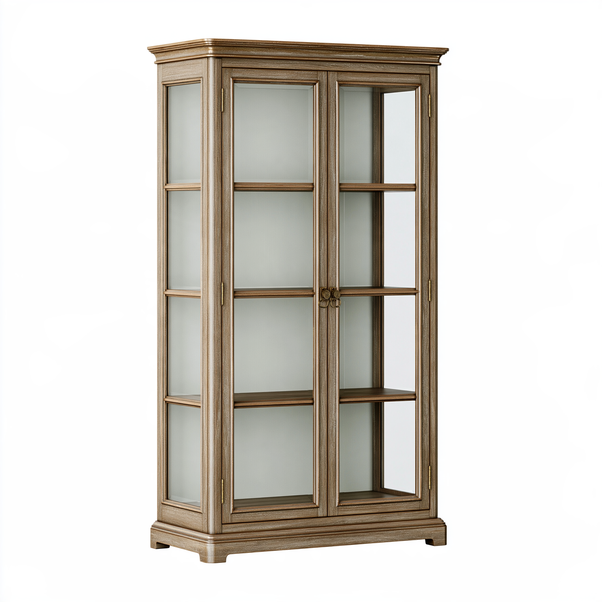 Vetrina 100 x 45 x 200 cm in legno marrone con ante in vetro stile classico