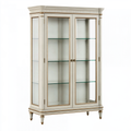 Vetrina 110 x 45 x 200 cm in legno e vetro bianco crema con dettagli dorati in stile classico
