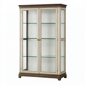 Vetrina 100 x 45 x 200 cm in legno e vetro avorio/marrone stile classico a 2 ante